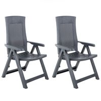 vidaXL Garden Reclining Chairs 2 pcs Plastic Anthracite