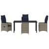 vidaXL Table and Chair Set with Cushion 5 pcs Grey PE Rattan