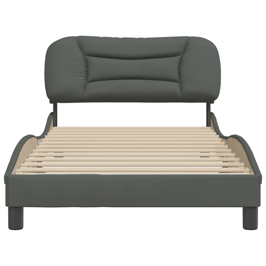 vidaXL Bed Frame without Mattress Dark Grey 100x190 cm Fabric