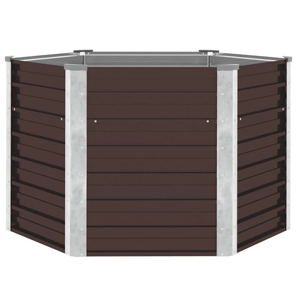 vidaXL Garden Raised Bed Brown 129x129x77 cm Galvanised Steel