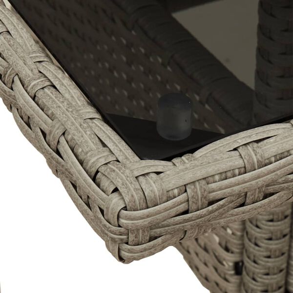 vidaXL Garden Table with Glass Top Light Grey 80x80x75 cm Poly Rattan