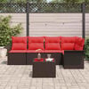 vidaXL Garden Sofa Set with Cushion 6 pcs Brown Poly Rattan