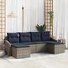 vidaXL Sofa Set with Cushion 6 pcs Grey Poly Rattan