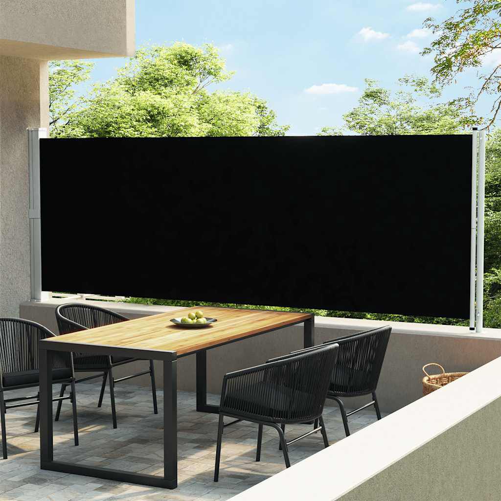 vidaXL Patio Retractable Side Awning 600x160 cm Black