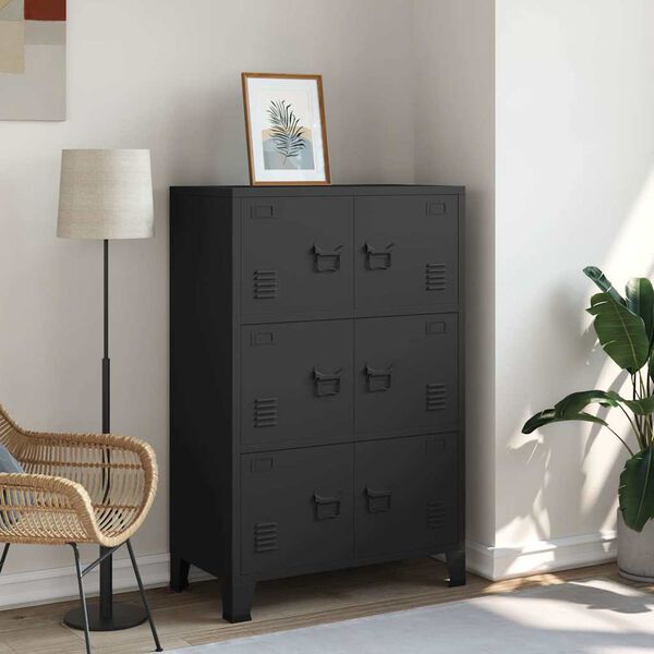 vidaXL Industrial Storage Chest Black 75x40x115 cm Metal