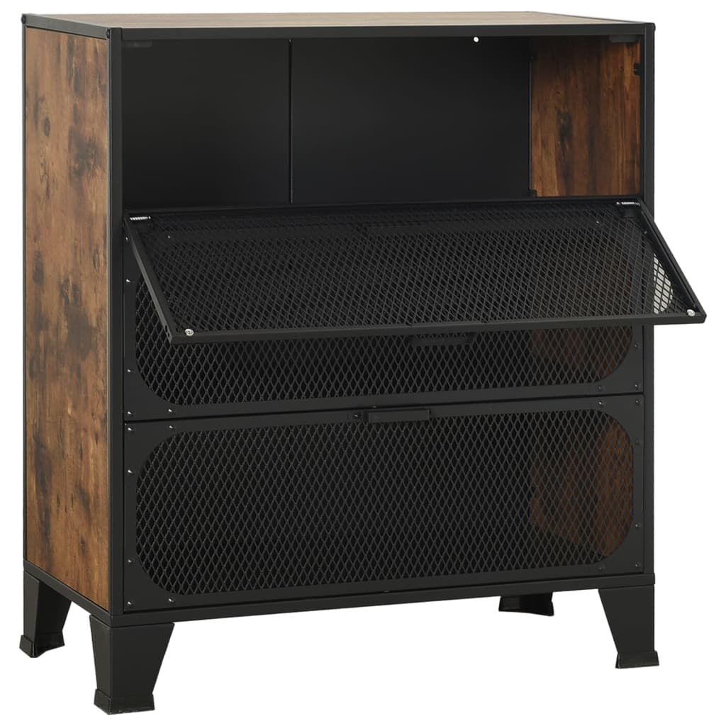 vidaXL Storage Cabinet Rustic Brown 72x36x82 cm Metal and MDF