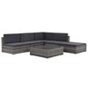 vidaXL 6 Piece Garden Lounge Set with Cushions Poly Rattan grey
