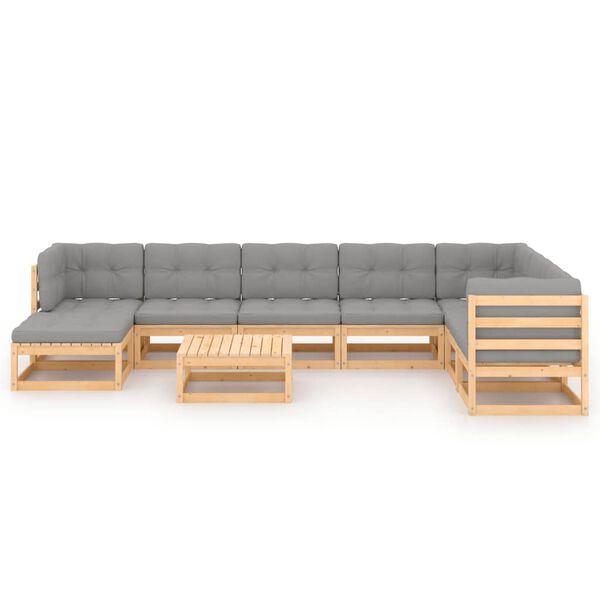vidaXL 9 Piece Garden Lounge Set with Cushions Solid Pinewood