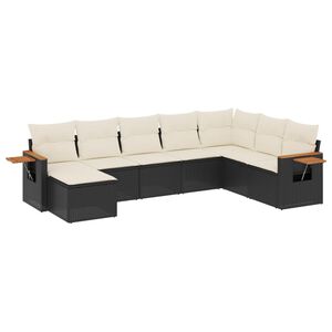 vidaXL 8 Piece Garden Sofa Set with Cushions Black Poly Rattan