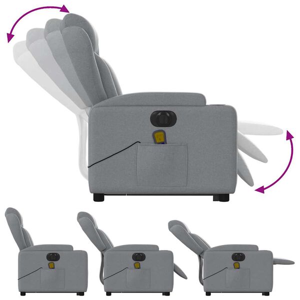 vidaXL Electric Stand up Massage Recliner Chair Light Grey Fabric