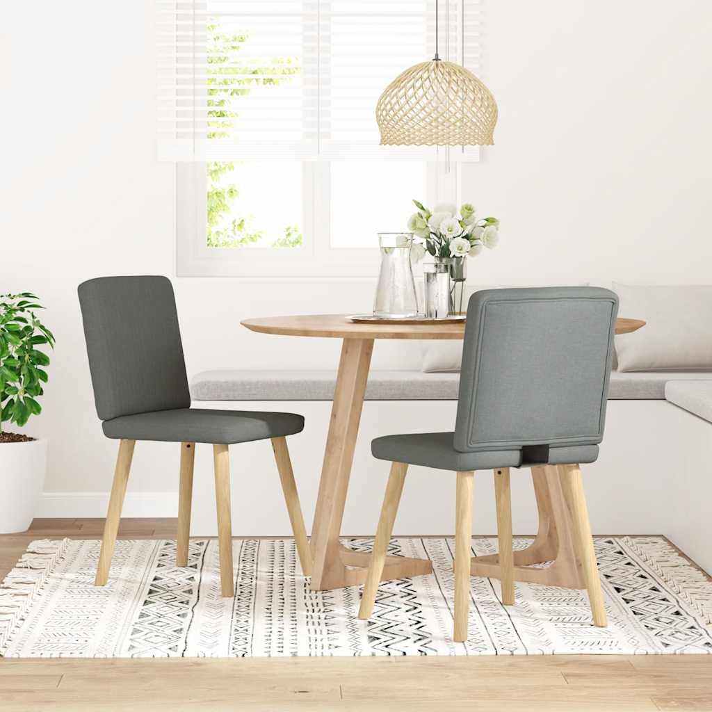 vidaXL Dining Chairs 2 pcs Dark Grey Fabric
