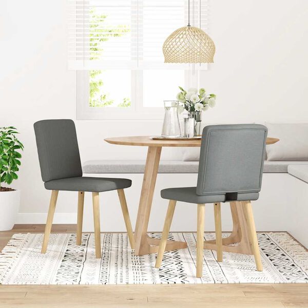 vidaXL Dining Chairs 2 pcs Dark Grey Fabric