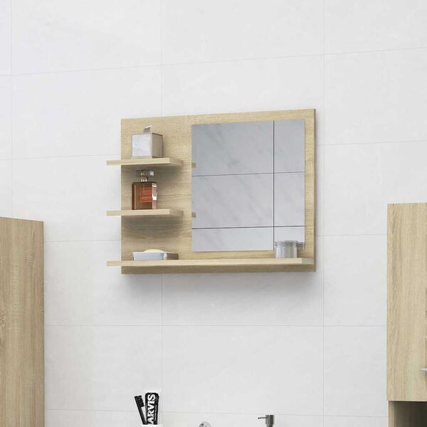 vidaXL Bathroom Mirror Sonoma Oak 60x10.5x45 cm Engineered Wood