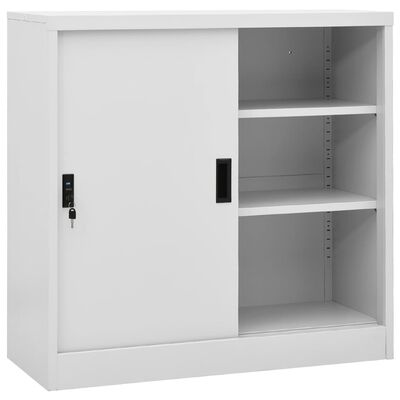 vidaXL Sliding Door Cabinet with Planter Box Light Grey Steel