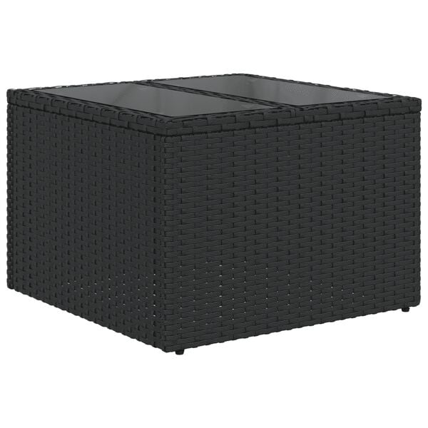 vidaXL 7 Piece Garden Sofa Set with Cushions Black Poly Rattan