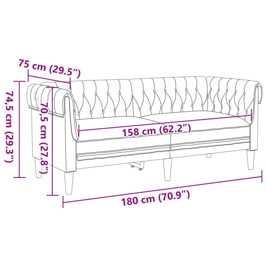 vidaXL Chesterfield Sofa 2-Seater Brown Fabric
