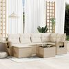 vidaXL 7 Piece Garden Sofa Set with Cushions Beige Poly Rattan
