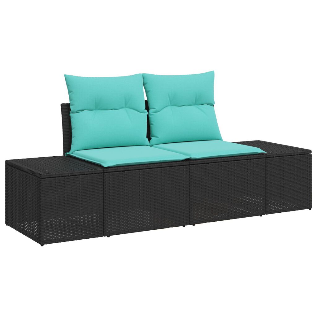 vidaXL 5 Piece Garden Sofa Set with Cushions Black Poly Rattan
