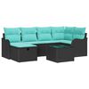 vidaXL Garden Sofa Set Manual 7 pcs Black and Turquoise Poly Rattan