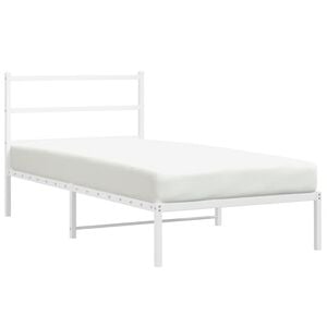 vidaXL Metal Bed Frame without Mattress with Headboard White 100x200cm