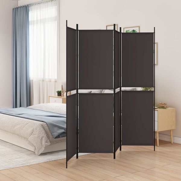 vidaXL 4-Panel Room Divider Brown 200x200 cm Fabric