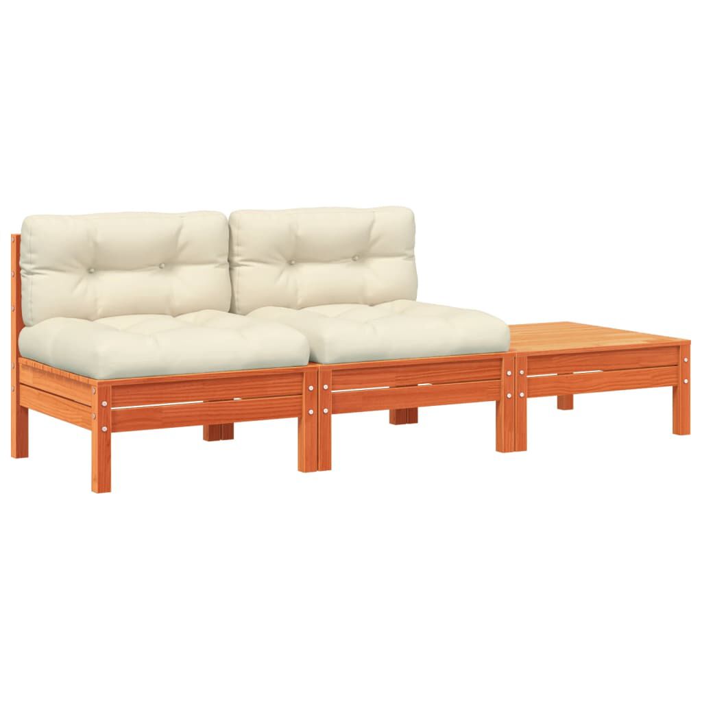 vidaXL Garden Sofa with Cushions and Footstool 2-Seater
