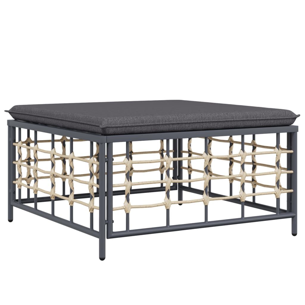 vidaXL 7 Piece Garden Lounge Set with Cushions Anthracite Poly Rattan