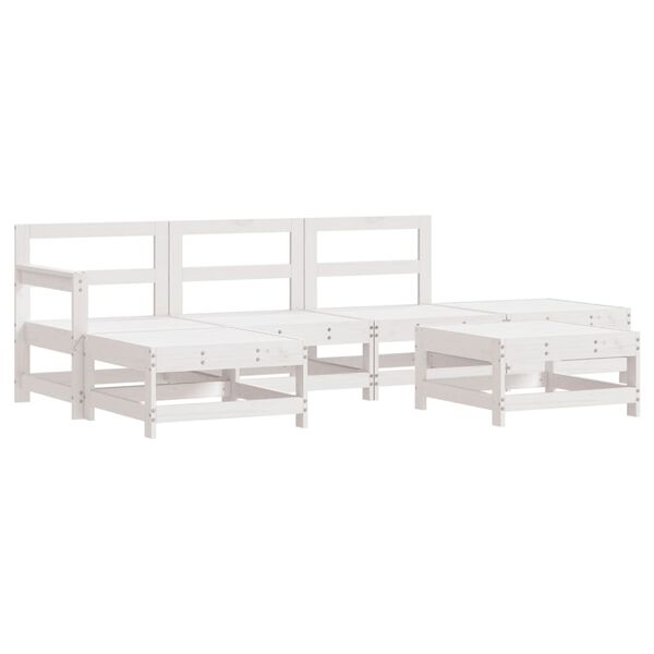 vidaXL 6 Piece Garden Lounge Set with Cushions White Solid Wood