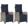 vidaXL Reclining Garden Chairs 2 pcs with Footrest Grey Poly Rattan
