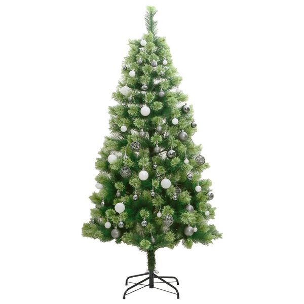 vidaXL Artificial Hinged Christmas Tree 300 LEDs & Ball Set 180 cm