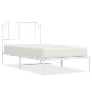 vidaXL Metal Bed Frame without Mattress with Headboard White 100x200cm