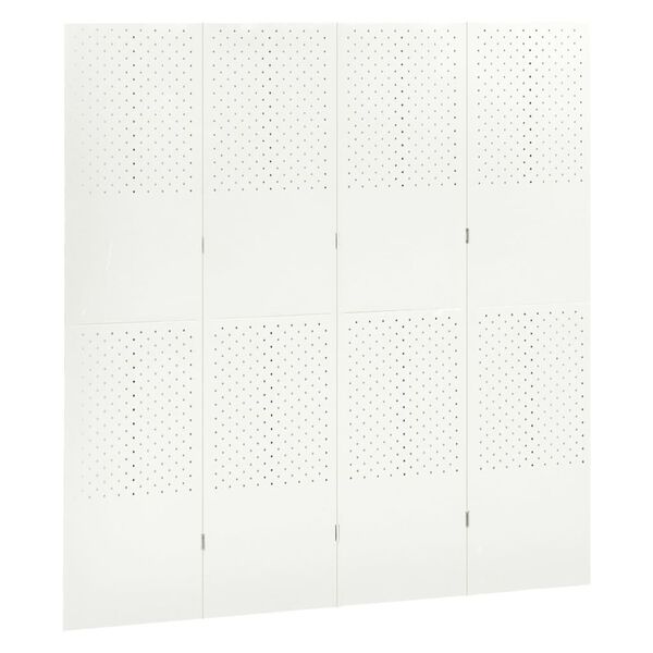 vidaXL 4-Panel Room Dividers 2 pcs White 160x180 cm Steel
