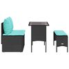vidaXL 3 Piece Garden Dining Set with Cushions Black Poly Rattan