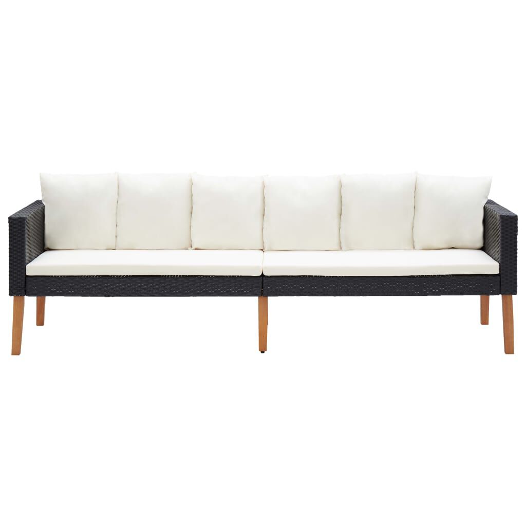 vidaXL 4 Piece Garden Lounge Set with Cushions Poly Rattan Black