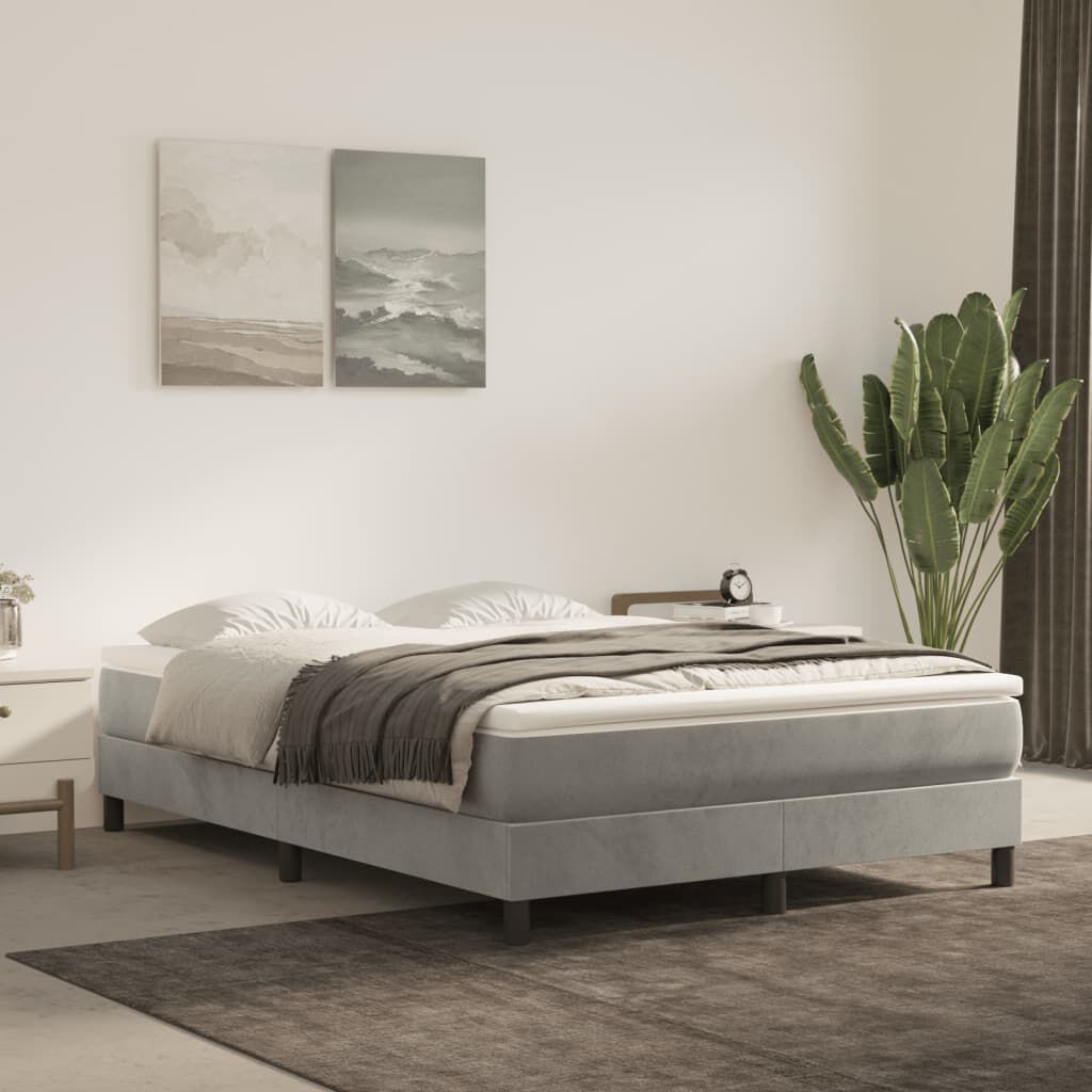 vidaXL Bed Frame without Mattress Light Grey Full Velvet (US Only)