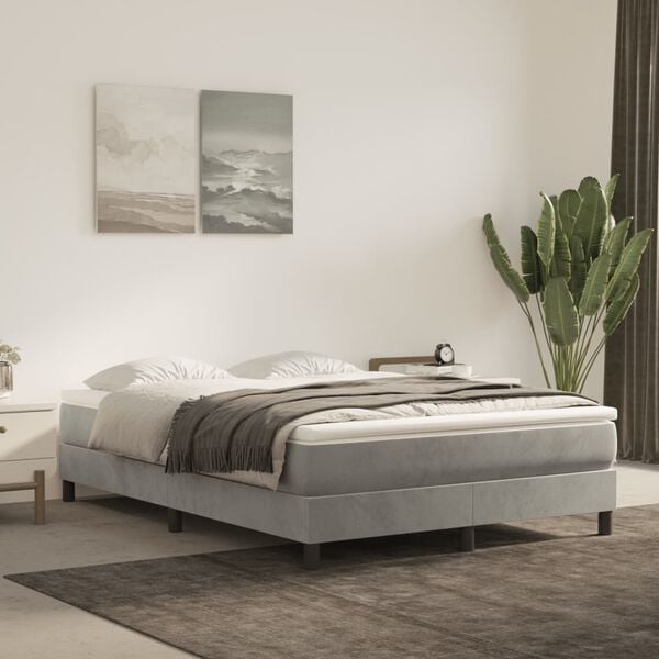 vidaXL Bed Frame without Mattress Light Grey Full Velvet (US Only)