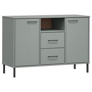 vidaXL Sideboard with Metal Legs Grey 113x40x77 cm Solid Wood OSLO