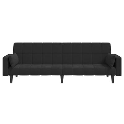 vidaXL 2-Seater Sofa Bed with Two Pillows Black Velvet