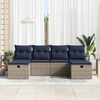 vidaXL Sofa Set with Cushion Manual 6 pcs Grey and Navy Poly Rattan