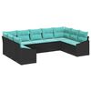 vidaXL Garden Sofa Set with Cushion 9 pcs Black and Turquoise
