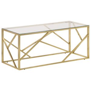vidaXL Coffee Table Gold Stainless Steel and Tempered Glass