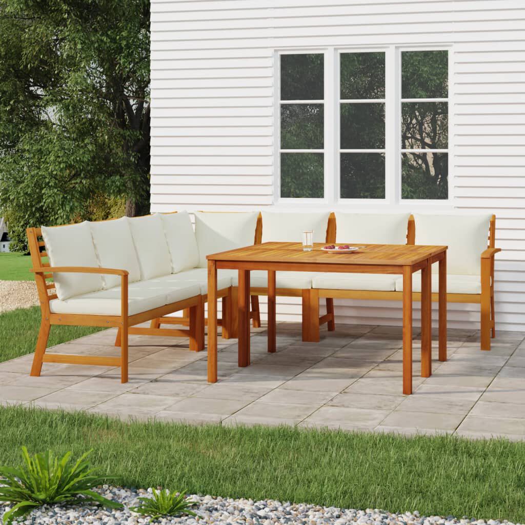 vidaXL 7 Piece Garden Dining Set with Cushions Solid Wood Acacia