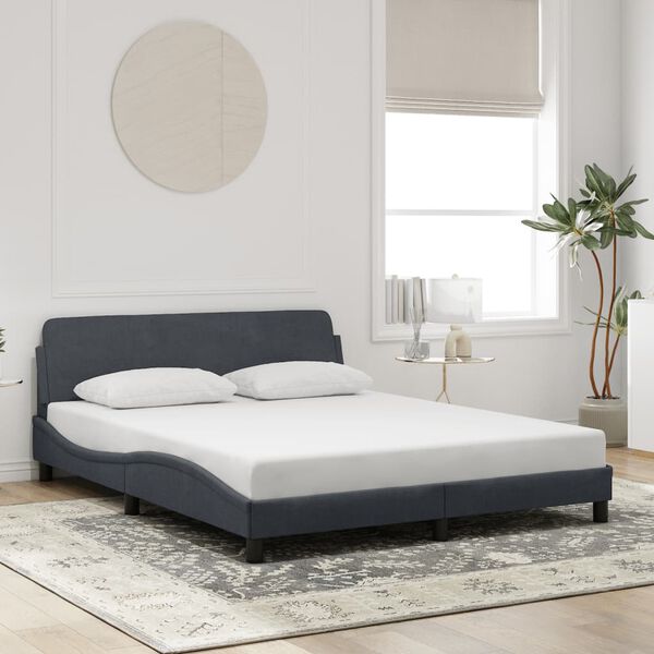 vidaXL Bed Frame "Dover" Dark Grey 152x203 cm Queen Velvet