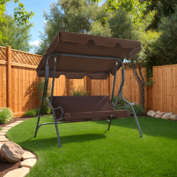 vidaXL Garden Swing Bench Coffee 170x110x153 cm