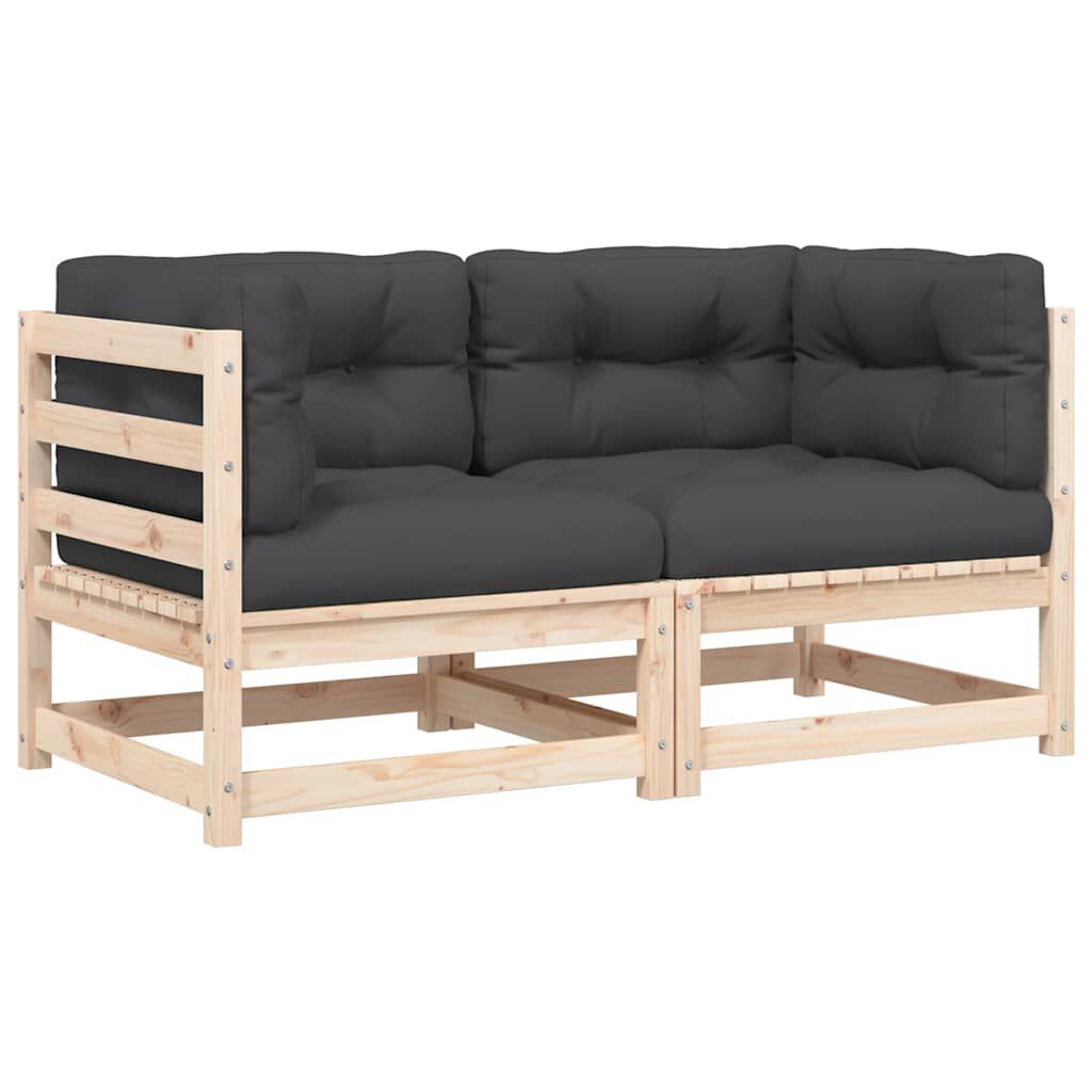 vidaXL Garden Sofas Corner with Cushions 2 pcs Solid Wood Pine