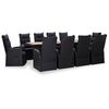 vidaXL 11 Piece Outdoor Dining Set Poly Rattan Acacia Wood Black