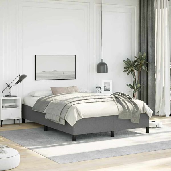 vidaXL Bed Frame without Mattress Dark Grey 137x187 cm Double Fabric