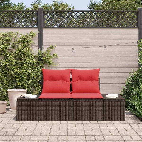 vidaXL Garden Sofa with Cushion 184 x 62 x 69 cm Poly Rattan