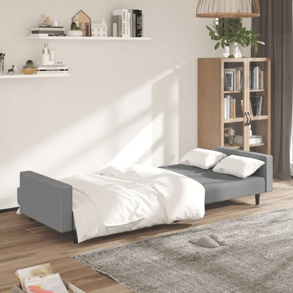 vidaXL 2-Seater Sofa Bed Light Grey Velvet