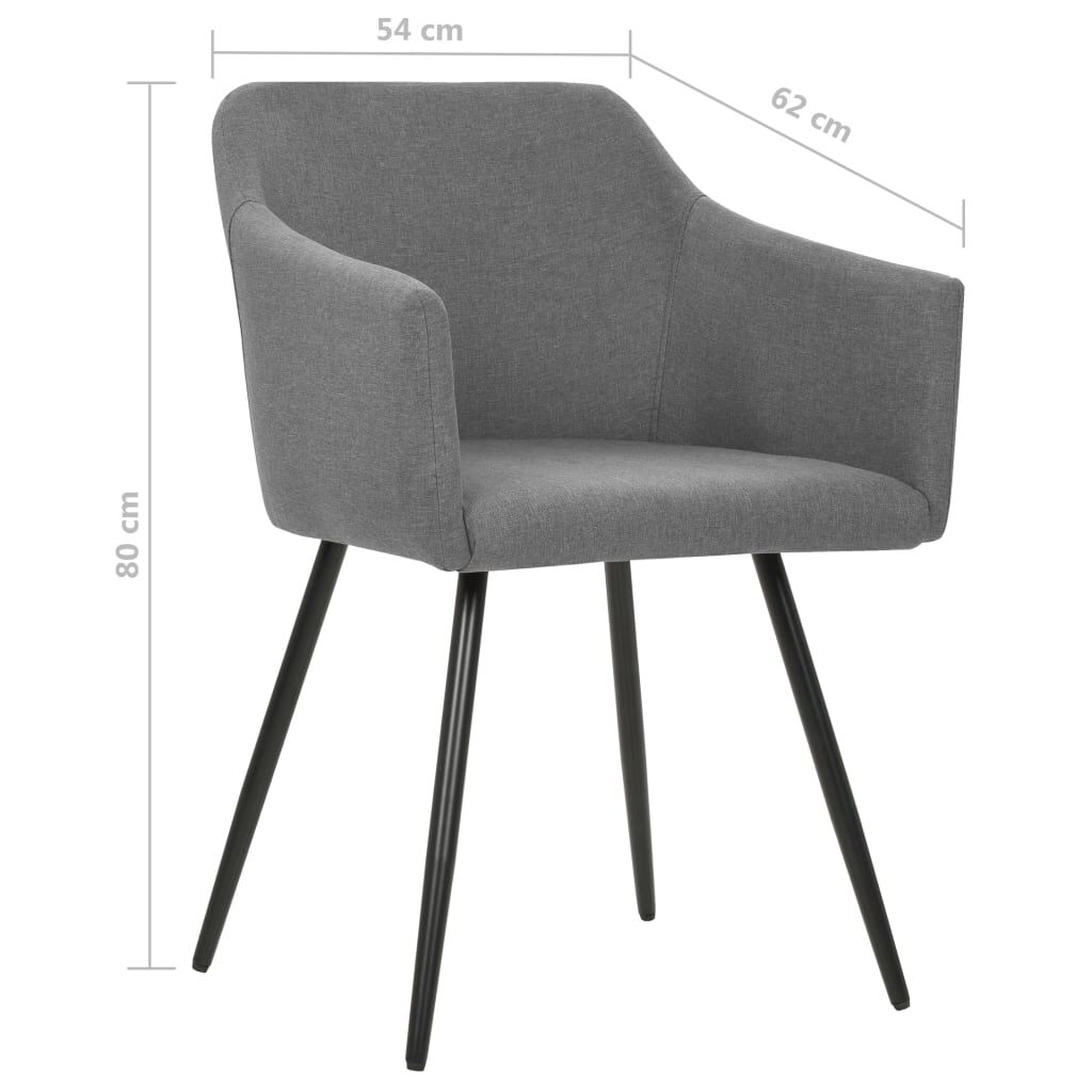 vidaXL Dining Chairs 2 pcs Light Grey Fabric